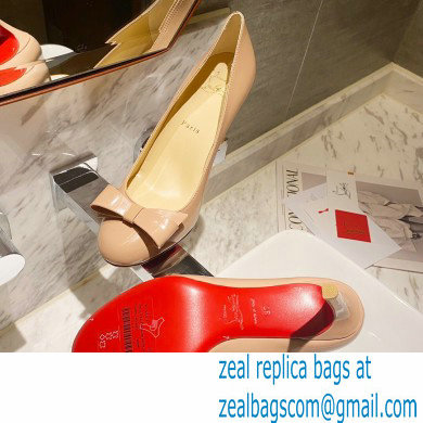 Christian Louboutin Heel 8cm Patent Leather Round-toe Pumps with Bow Nude