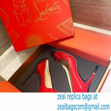 Christian Louboutin Heel 8cm Patent Leather Round-toe Pumps with Bow Red - Click Image to Close