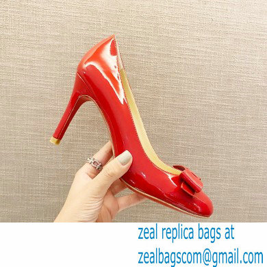Christian Louboutin Heel 8cm Patent Leather Round-toe Pumps with Bow Red - Click Image to Close