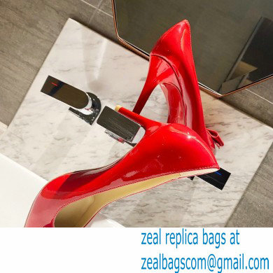 Christian Louboutin Heel 8cm Patent Leather Round-toe Pumps with Bow Red