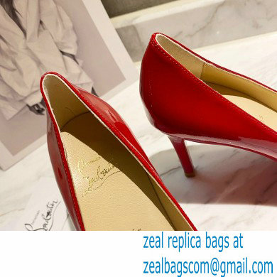 Christian Louboutin Heel 8cm Patent Leather Round-toe Pumps with Bow Red - Click Image to Close