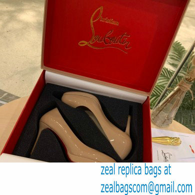 Christian Louboutin Heel 8cm Platform 1.5cm Patent Leather Pumps Nude - Click Image to Close