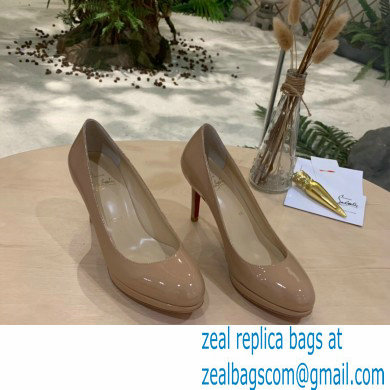 Christian Louboutin Heel 8cm Platform 1.5cm Patent Leather Pumps Nude - Click Image to Close