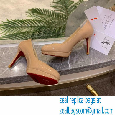 Christian Louboutin Heel 8cm Platform 1.5cm Patent Leather Pumps Nude - Click Image to Close