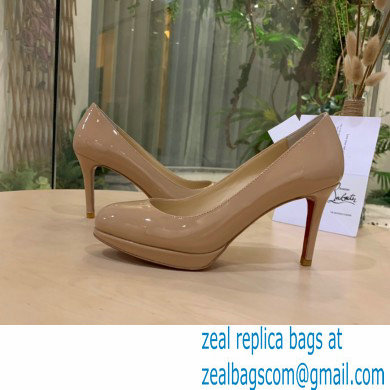 Christian Louboutin Heel 8cm Platform 1.5cm Patent Leather Pumps Nude - Click Image to Close