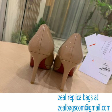 Christian Louboutin Heel 8cm Platform 1.5cm Patent Leather Pumps Nude - Click Image to Close