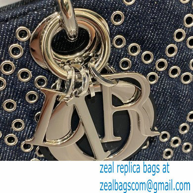 Dior Lady D-Joy Bag in Eyelet Blue Cannage Denim 2022