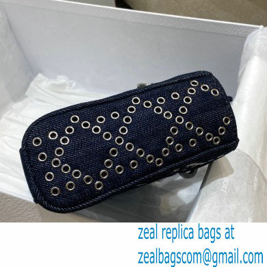 Dior Lady D-Joy Bag in Eyelet Blue Cannage Denim 2022