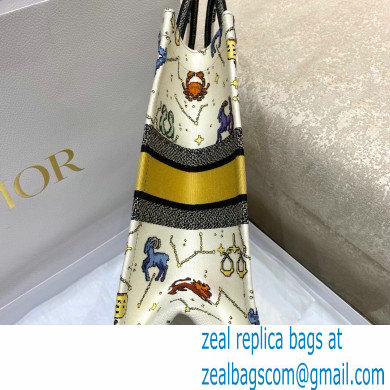 Dior Large Book Tote Bag in Latte Multicolor Pixel Zodiac Embroidery 2022 - Click Image to Close