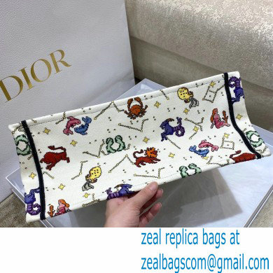 Dior Large Book Tote Bag in Latte Multicolor Pixel Zodiac Embroidery 2022 - Click Image to Close