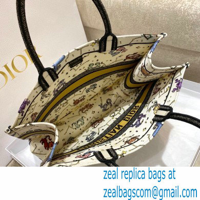 Dior Large Book Tote Bag in Latte Multicolor Pixel Zodiac Embroidery 2022 - Click Image to Close