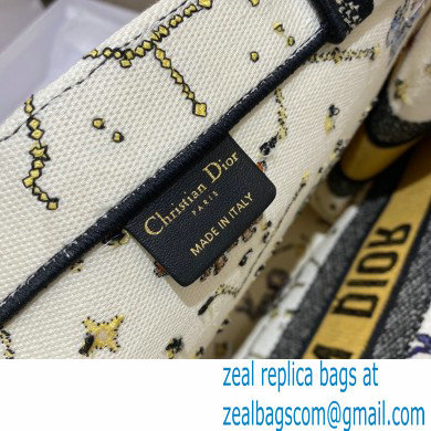 Dior Large Book Tote Bag in Latte Multicolor Pixel Zodiac Embroidery 2022