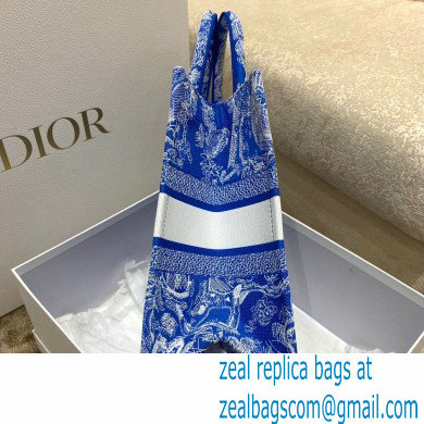 Dior Medium Book Tote Bag in Toile de Jouy Reverse Embroidery Fluorescent Blue 2022