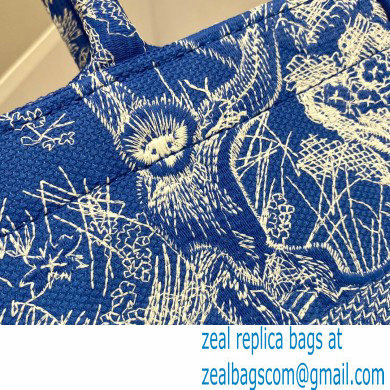 Dior Medium Book Tote Bag in Toile de Jouy Reverse Embroidery Fluorescent Blue 2022 - Click Image to Close