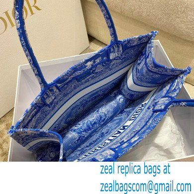 Dior Medium Book Tote Bag in Toile de Jouy Reverse Embroidery Fluorescent Blue 2022