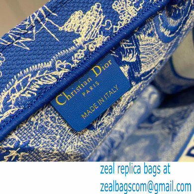 Dior Medium Book Tote Bag in Toile de Jouy Reverse Embroidery Fluorescent Blue 2022 - Click Image to Close