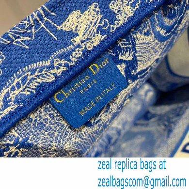 Dior Medium Book Tote Bag in Toile de Jouy Reverse Embroidery Fluorescent Blue 2022