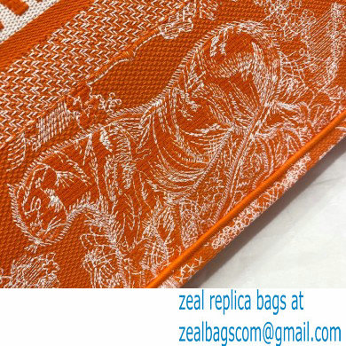 Dior Medium Book Tote Bag in Toile de Jouy Reverse Embroidery Fluorescent Orange 2022 - Click Image to Close