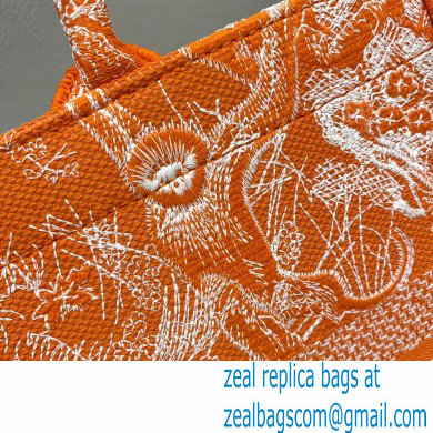 Dior Medium Book Tote Bag in Toile de Jouy Reverse Embroidery Fluorescent Orange 2022