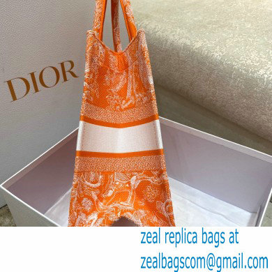 Dior Medium Book Tote Bag in Toile de Jouy Reverse Embroidery Fluorescent Orange 2022