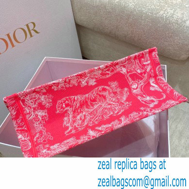 Dior Medium Book Tote Bag in Toile de Jouy Reverse Embroidery Fluorescent Pink 2022 - Click Image to Close