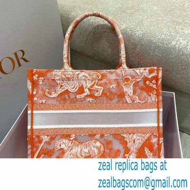 Dior Medium Book Tote Bag in Toile de Jouy Transparent Canvas Fluorescent Orange 2022 - Click Image to Close