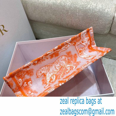 Dior Medium Book Tote Bag in Toile de Jouy Transparent Canvas Fluorescent Orange 2022