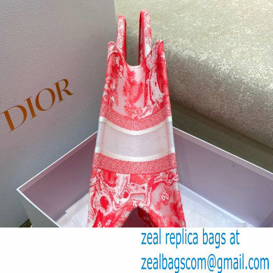 Dior Medium Book Tote Bag in Toile de Jouy Transparent Canvas Fluorescent Pink 2022