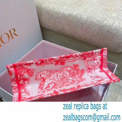 Dior Medium Book Tote Bag in Toile de Jouy Transparent Canvas Fluorescent Pink 2022 - Click Image to Close