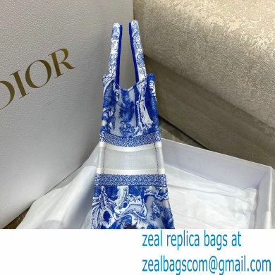 Dior Small Book Tote Bag in Toile de Jouy Transparent Canvas Fluorescent Blue 2022 - Click Image to Close
