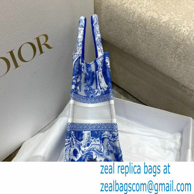 Dior Small Book Tote Bag in Toile de Jouy Transparent Canvas Fluorescent Blue 2022