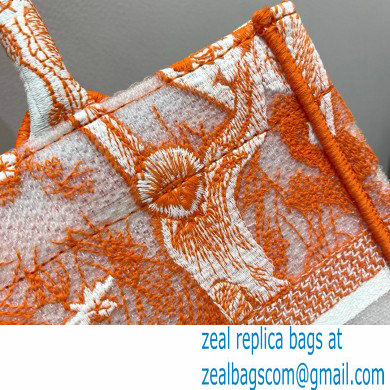 Dior Small Book Tote Bag in Toile de Jouy Transparent Canvas Fluorescent Orange 2022