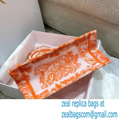 Dior Small Book Tote Bag in Toile de Jouy Transparent Canvas Fluorescent Orange 2022 - Click Image to Close