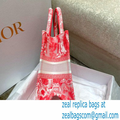 Dior Small Book Tote Bag in Toile de Jouy Transparent Canvas Fluorescent Pink 2022