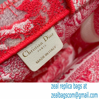 Dior Small Book Tote Bag in Toile de Jouy Transparent Canvas Fluorescent Pink 2022 - Click Image to Close