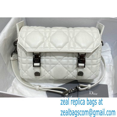 Dior Small Diorcamp Bag in Macrocannage Calfskin White 2022