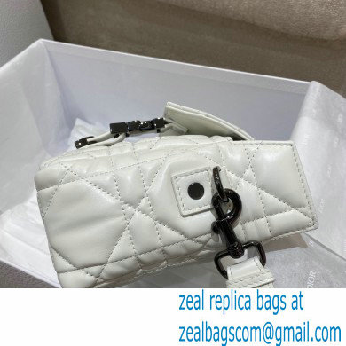 Dior Small Diorcamp Bag in Macrocannage Calfskin White 2022