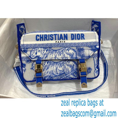 Dior Small Diorcamp Bag in Toile de Jouy Transparent Canvas Fluorescent Blue 2022