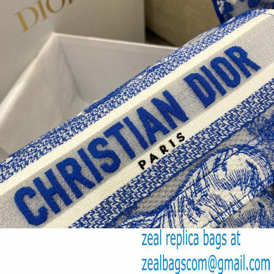 Dior Small Diorcamp Bag in Toile de Jouy Transparent Canvas Fluorescent Blue 2022 - Click Image to Close