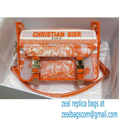 Dior Small Diorcamp Bag in Toile de Jouy Transparent Canvas Fluorescent Orange 2022
