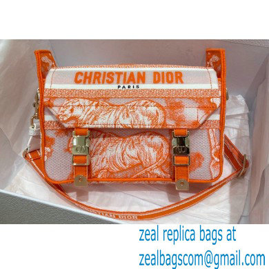 Dior Small Diorcamp Bag in Toile de Jouy Transparent Canvas Fluorescent Orange 2022 - Click Image to Close