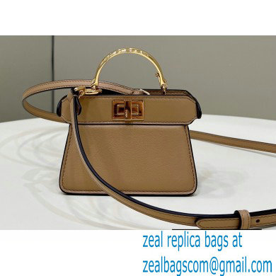 Fendi padded nappa leather Peekaboo ISeeU Micro Bag Apricot 2022 - Click Image to Close