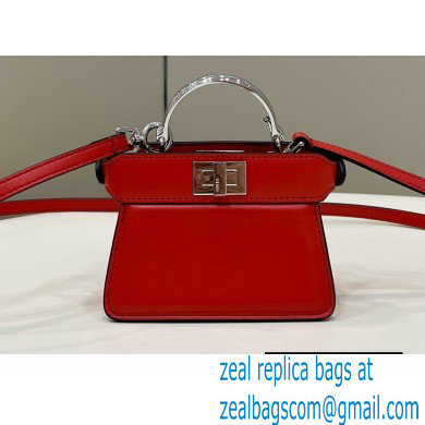 Fendi padded nappa leather Peekaboo ISeeU Micro Bag Red 2022 - Click Image to Close