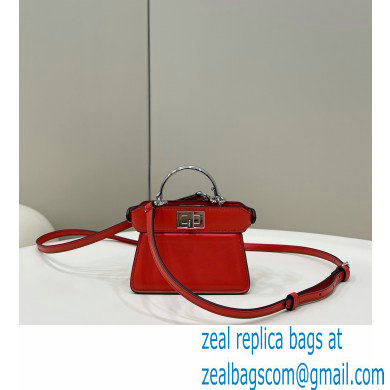 Fendi padded nappa leather Peekaboo ISeeU Micro Bag Red 2022