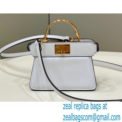 Fendi padded nappa leather Peekaboo ISeeU Micro Bag White 2022 - Click Image to Close