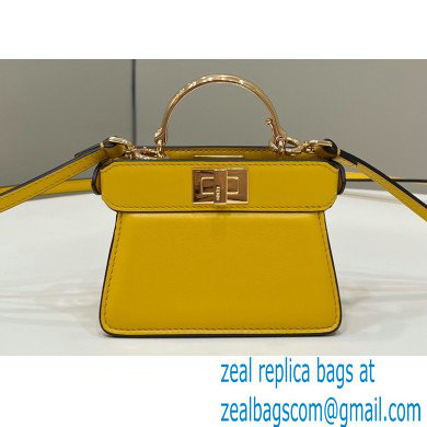 Fendi padded nappa leather Peekaboo ISeeU Micro Bag Yellow 2022 - Click Image to Close