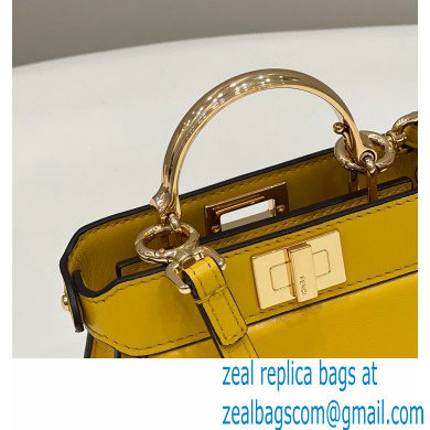 Fendi padded nappa leather Peekaboo ISeeU Micro Bag Yellow 2022 - Click Image to Close