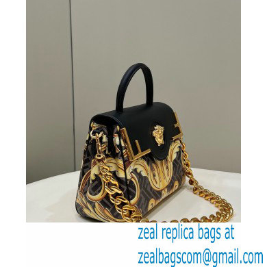 Fendi x Versace Fendace La Medusa Medium Handbag Gold Baroque print Black 2022 - Click Image to Close