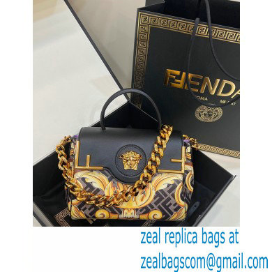 Fendi x Versace Fendace La Medusa Medium Handbag Gold Baroque print Black 2022