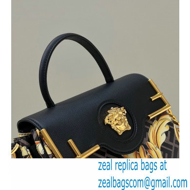 Fendi x Versace Fendace La Medusa Medium Handbag Gold Baroque print Black 2022